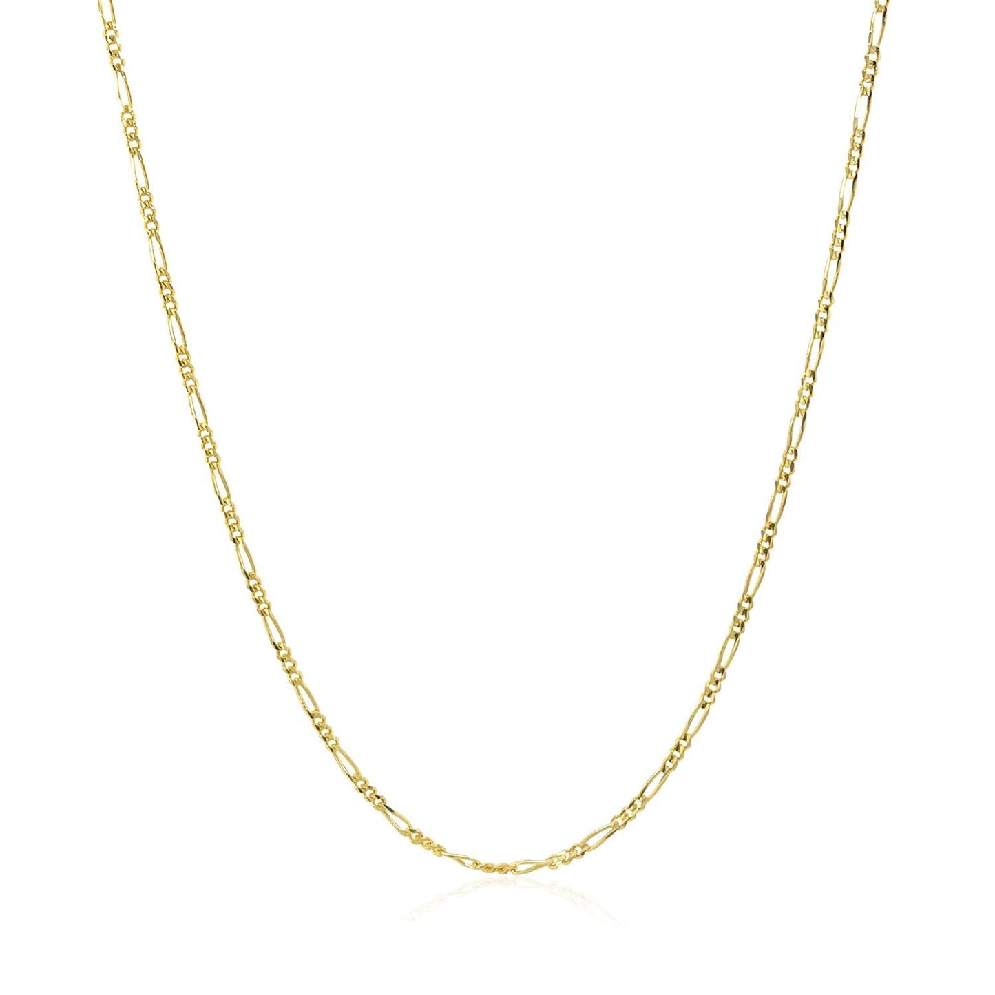 Cadena de Oro Amarillo Sólido de 14k Figaro 1.3mm