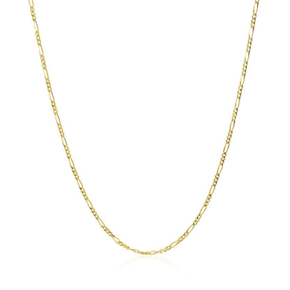 Cadena de Oro Amarillo Sólido de 14k Figaro 1.3mm
