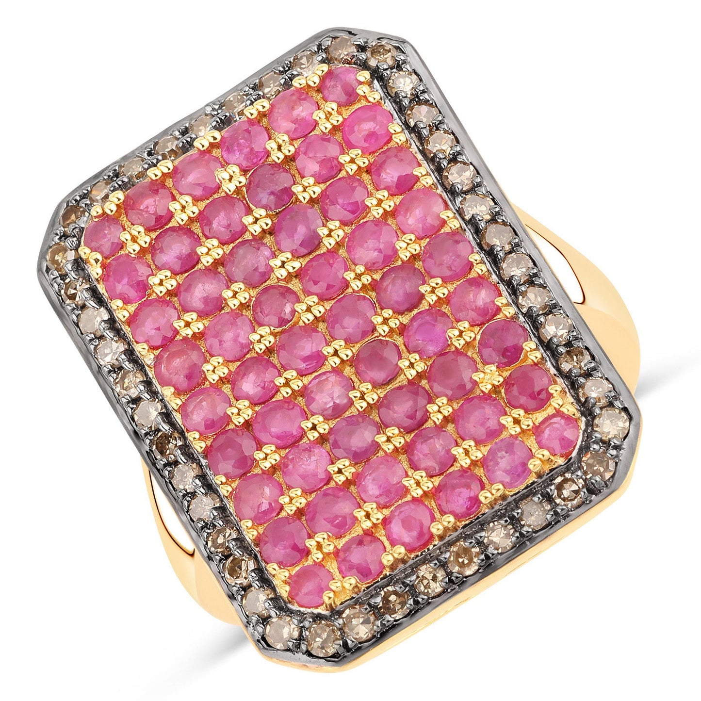 Anillo de plata de ley .925 con rubí genuino de 3,14 quilates y diamantes TTLB