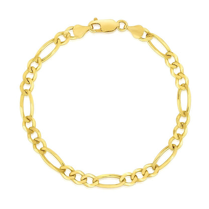 Pulsera de oro amarillo macizo de 10k tipo Figaro (4.50 mm)