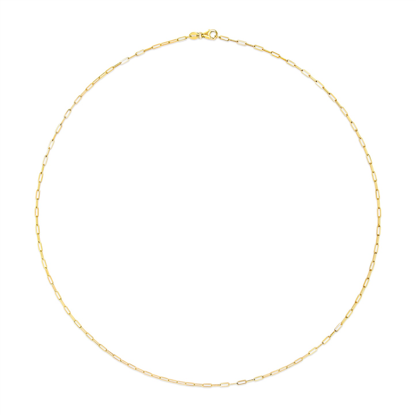 Gargantilla unisex de oro amarillo macizo de 14K, cadena de eslabones tipo clip de 1,5 mm - 18 pulgadas
