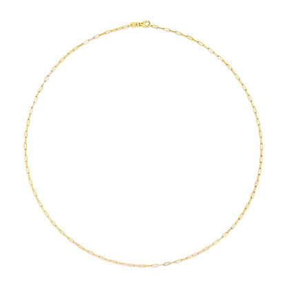 Gargantilla unisex de oro amarillo macizo de 14K, cadena de eslabones tipo clip de 1,5 mm - 18 pulgadas