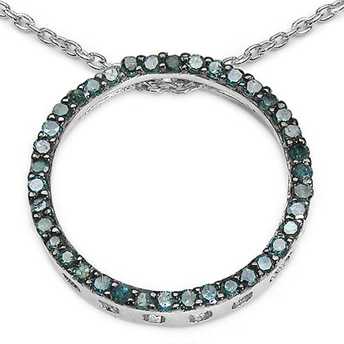 Colgante de plata de ley .925 con diamante azul genuino de 0,46 quilates