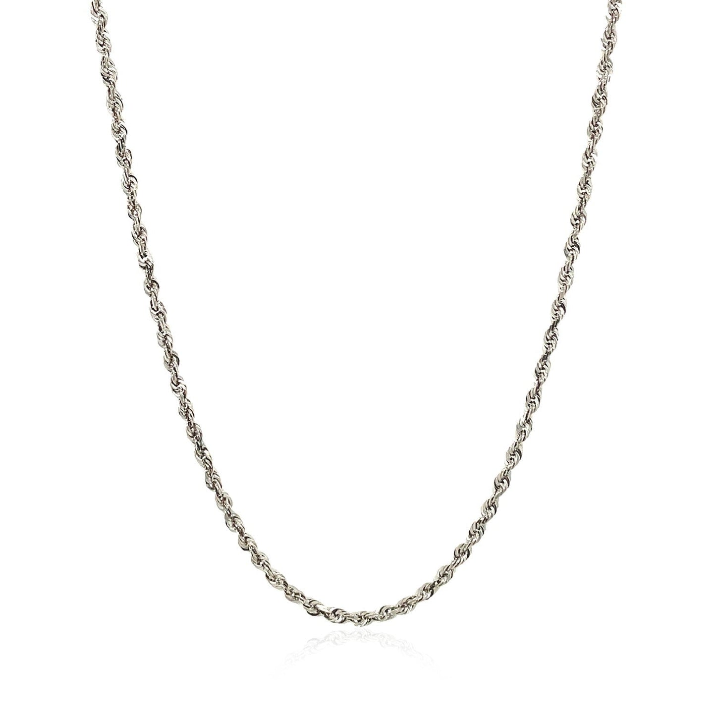 Cadena de soga de 2.0mm de oro blanco de 14k macizo con corte de diamante