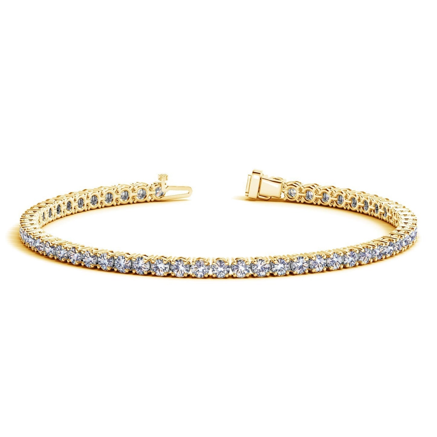 Pulsera de tenis de oro amarillo de 14 quilates con diamantes redondos cultivados en laboratorio (5 quilates en total F/G VS2/SI1)