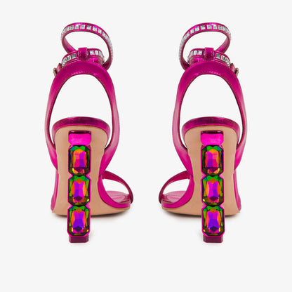 The Torola Fuchsia Stony Heel Leather Women Sandal Final Sale!