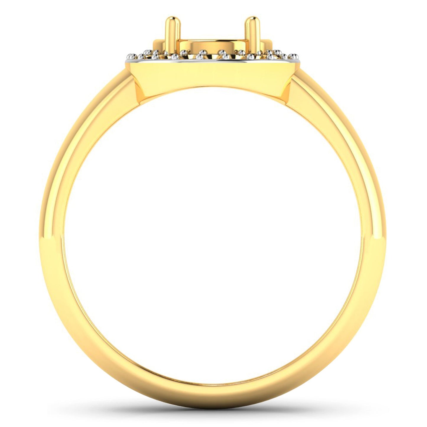 Anillo semi-montado de oro amarillo de 14K con diamante blanco genuino de 0,22 quilates - para gema ovalada de 9x7 mm
