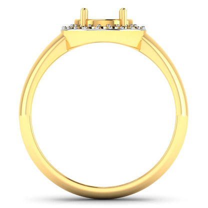 Anillo semi-montado de oro amarillo de 14K con diamante blanco genuino de 0,22 quilates - para gema ovalada de 9x7 mm