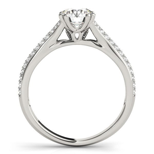 Anillo de compromiso de oro blanco de 14k con banda de varias filas y diamantes con montura de doble garra (1 1/8 ct. p.t.)