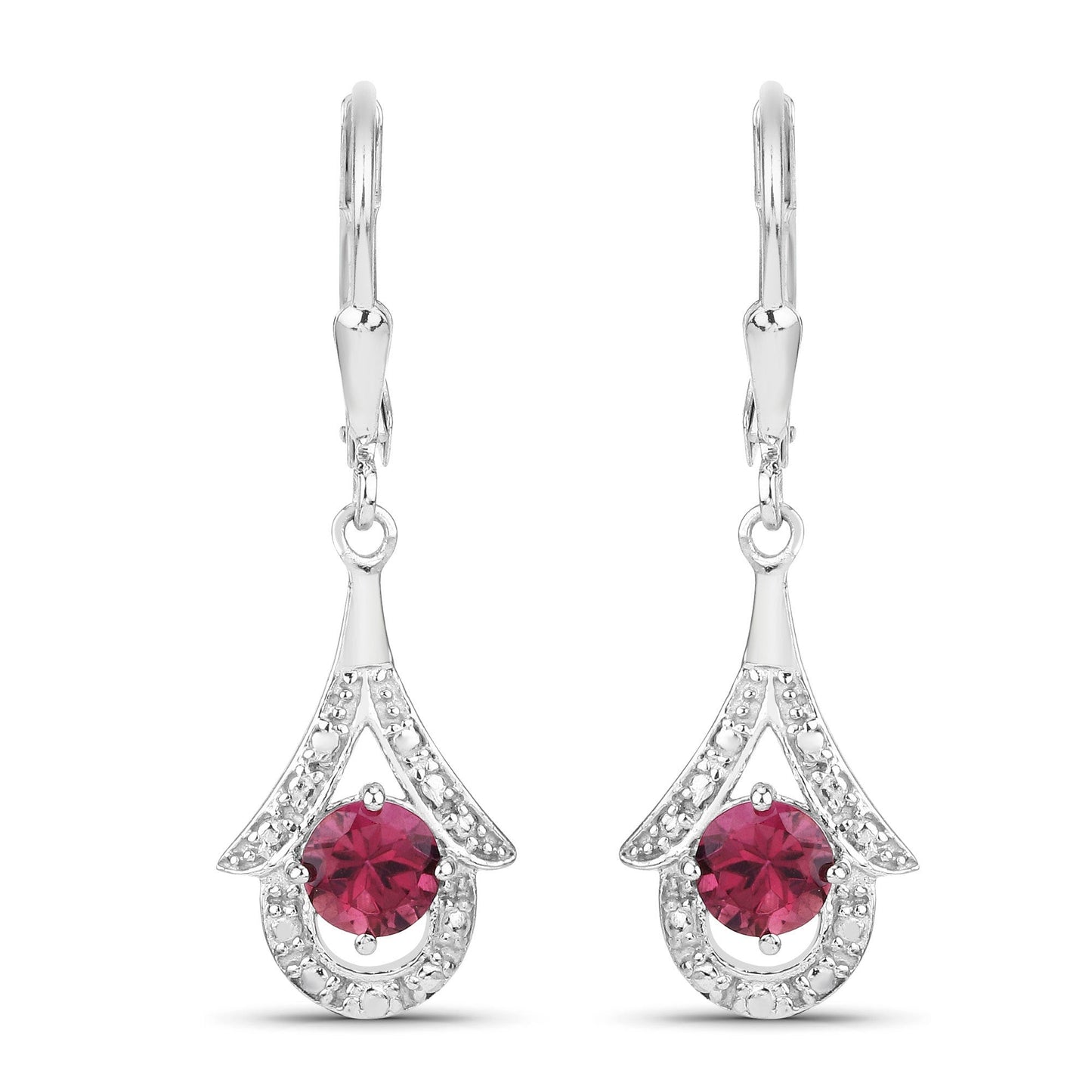 Aretes de Plata Esterlina .925 con Turmalina Rosa Genuina de 1.20 Quilates