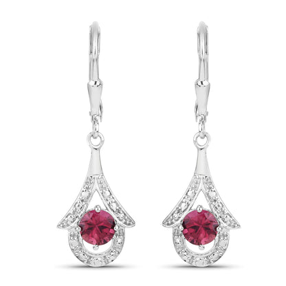 Aretes de Plata Esterlina .925 con Turmalina Rosa Genuina de 1.20 Quilates