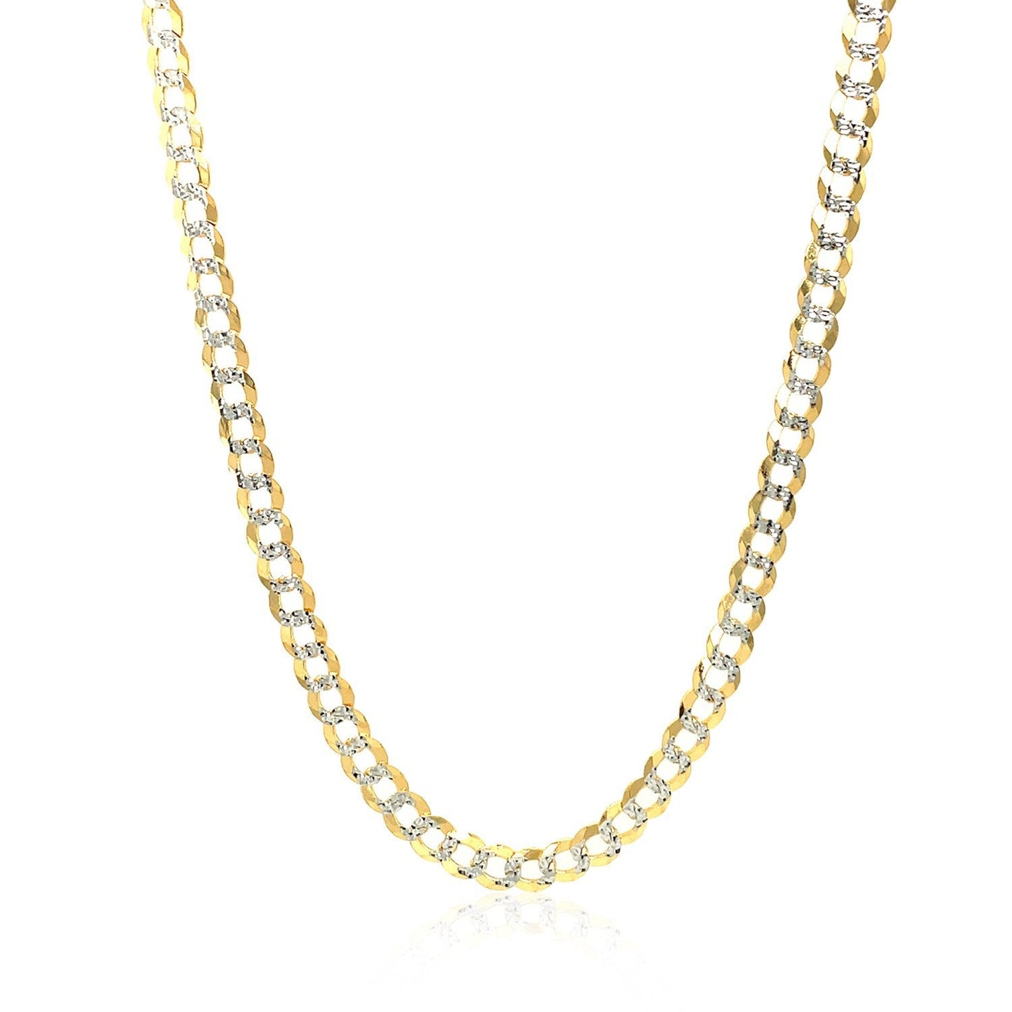 Cadena de eslabones cubanos pavé de oro de dos tonos de 14k y 3.6 mm