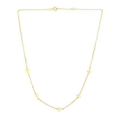Gargantilla de oro amarillo de 14k con eslabones de cruz