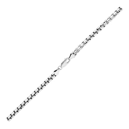 Cadena redonda de plata de ley rodiada de 4,4 mm