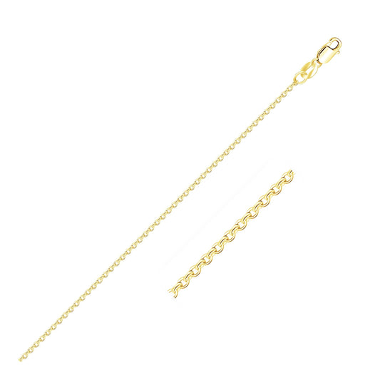 Cadena de eslabones tipo cable de oro amarillo de 10 quilates con corte de diamante (1.10 mm)