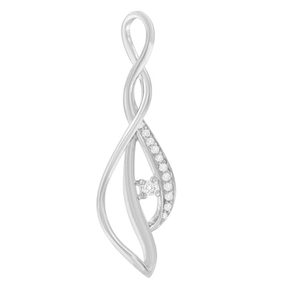 Espira Colgante de oro blanco de 10 quilates con acento de diamante redondo, diseño de cascada abierta y giro, 45,72 cm (1/10 Cttw, color J-K, claridad I1-I2)