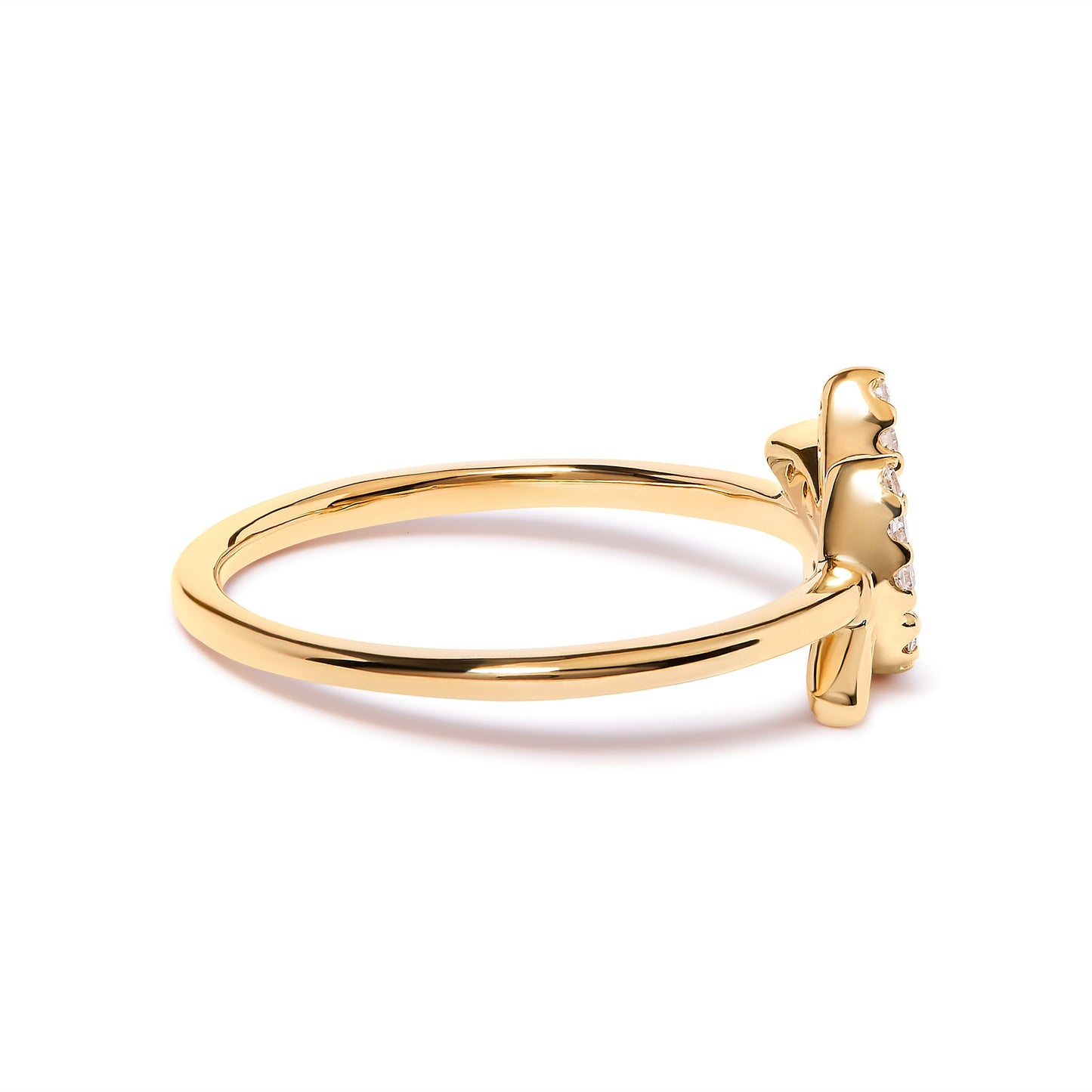 Anillo de Oro Amarillo de 10K con Hoja y Rama de Diamantes de 0,10 ct. (Color H-I, Claridad I1-I2) - Talla de Anillo 7