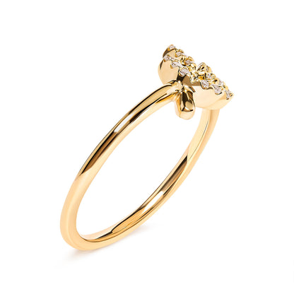 Anillo de Oro Amarillo de 10K con Hoja y Rama de Diamantes de 0,10 ct. (Color H-I, Claridad I1-I2) - Talla de Anillo 7