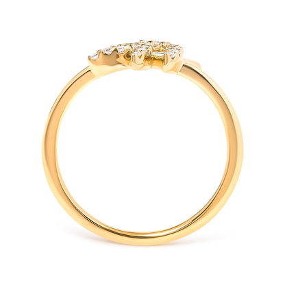 Anillo de Oro Amarillo de 10K con Hoja y Rama de Diamantes de 0,10 ct. (Color H-I, Claridad I1-I2) - Talla de Anillo 7