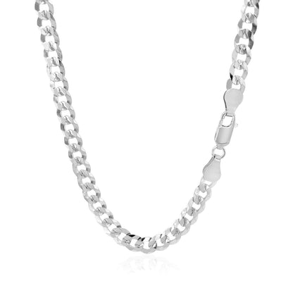 Cadena barbada sólida de oro blanco de 14k de 5.7mm
