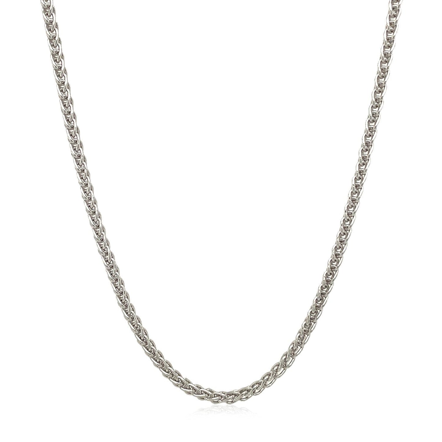 Cadena de trigo redonda de oro blanco de 14k de 2.1mm