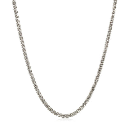 Cadena de trigo redonda de oro blanco de 14k de 2.1mm