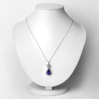 Colgante de oro blanco de 18 quilates con tanzanita auténtica de 5,54 quilates y diamantes blancos
