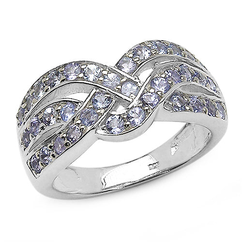 Anillo de plata de ley .925 con tanzanita genuina de 1,26 quilates