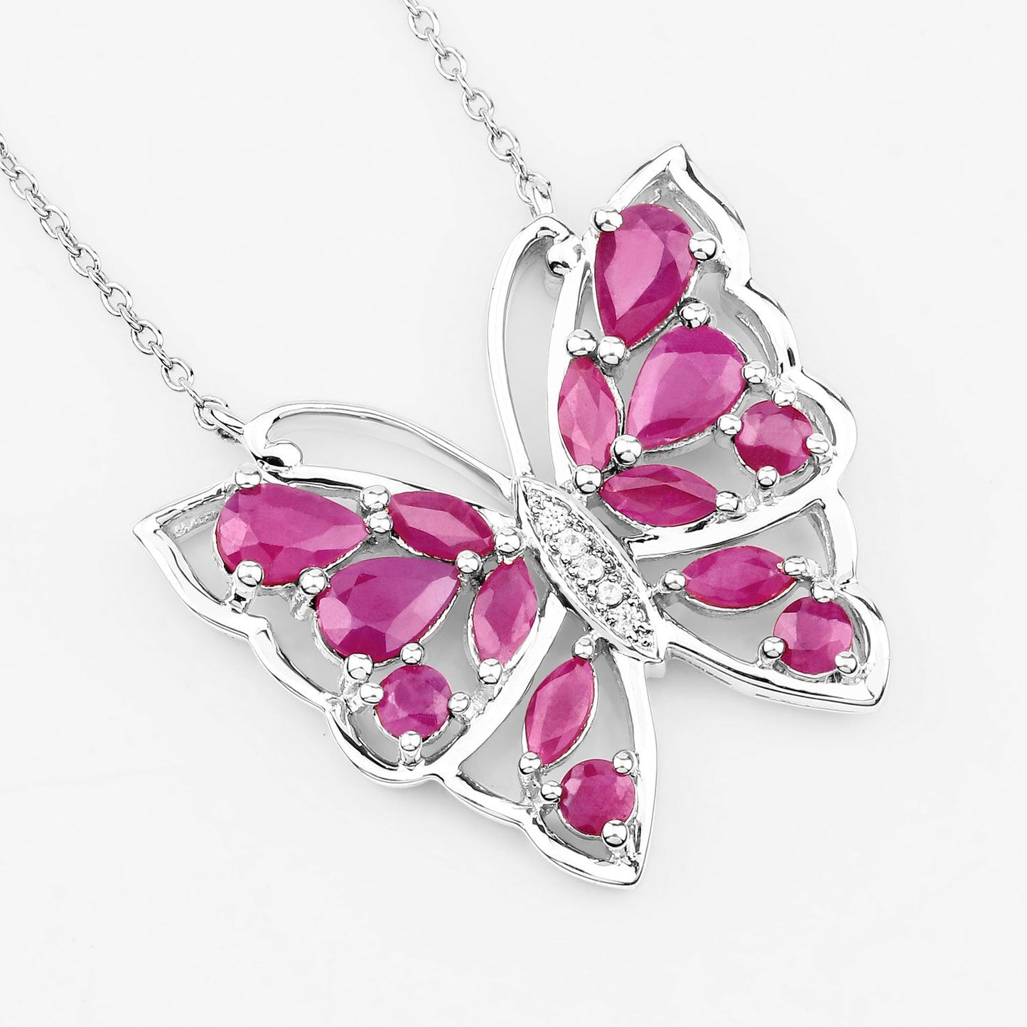Collar de plata de ley .925 con rubí auténtico de 2.88 quilates y circonita blanca
