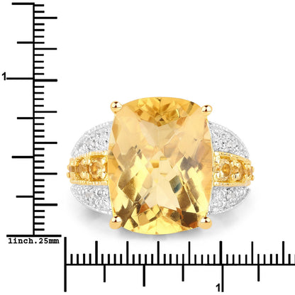 Anillo de plata de ley .925 con citrino genuino y topacio blanco de 8,44 quilates