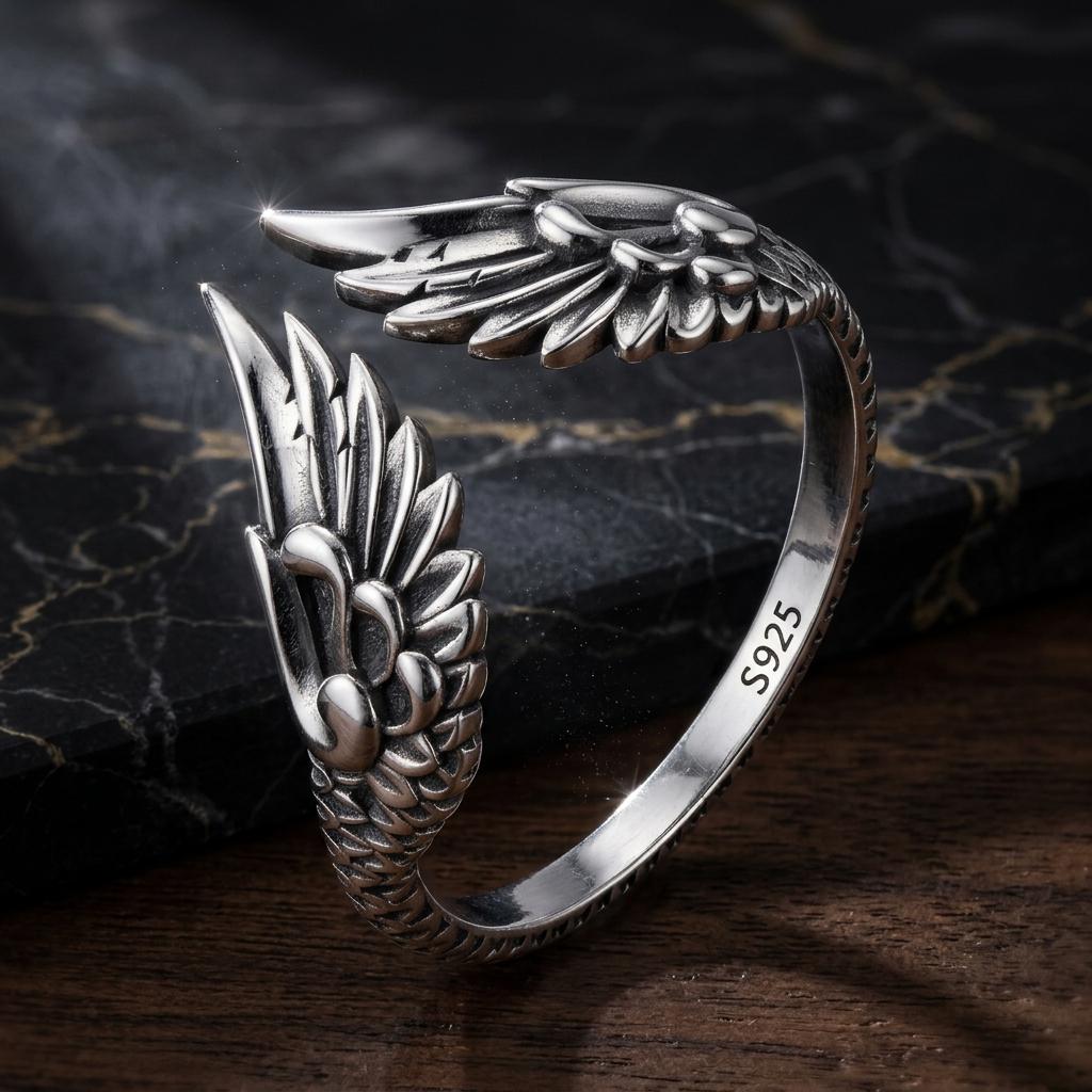 Anillo de plata de ley 925 oxidado para hombre