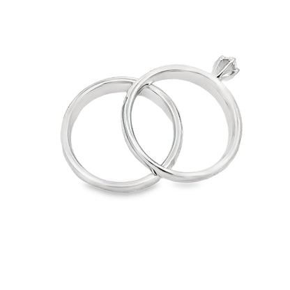 Juego de Anillos de Compromiso de Plata Esterlina y Oro de 14KT con Diamantes