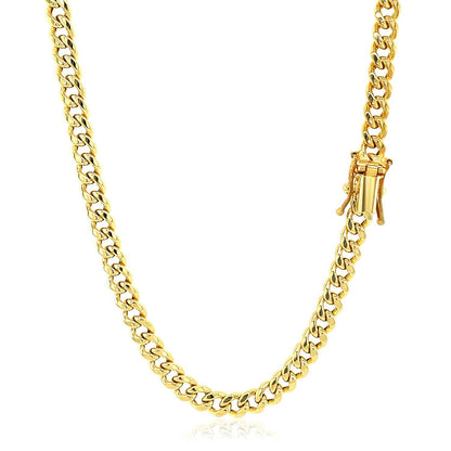 Cadena cubana semimaciza de oro amarillo de 14k y 4,5 mm