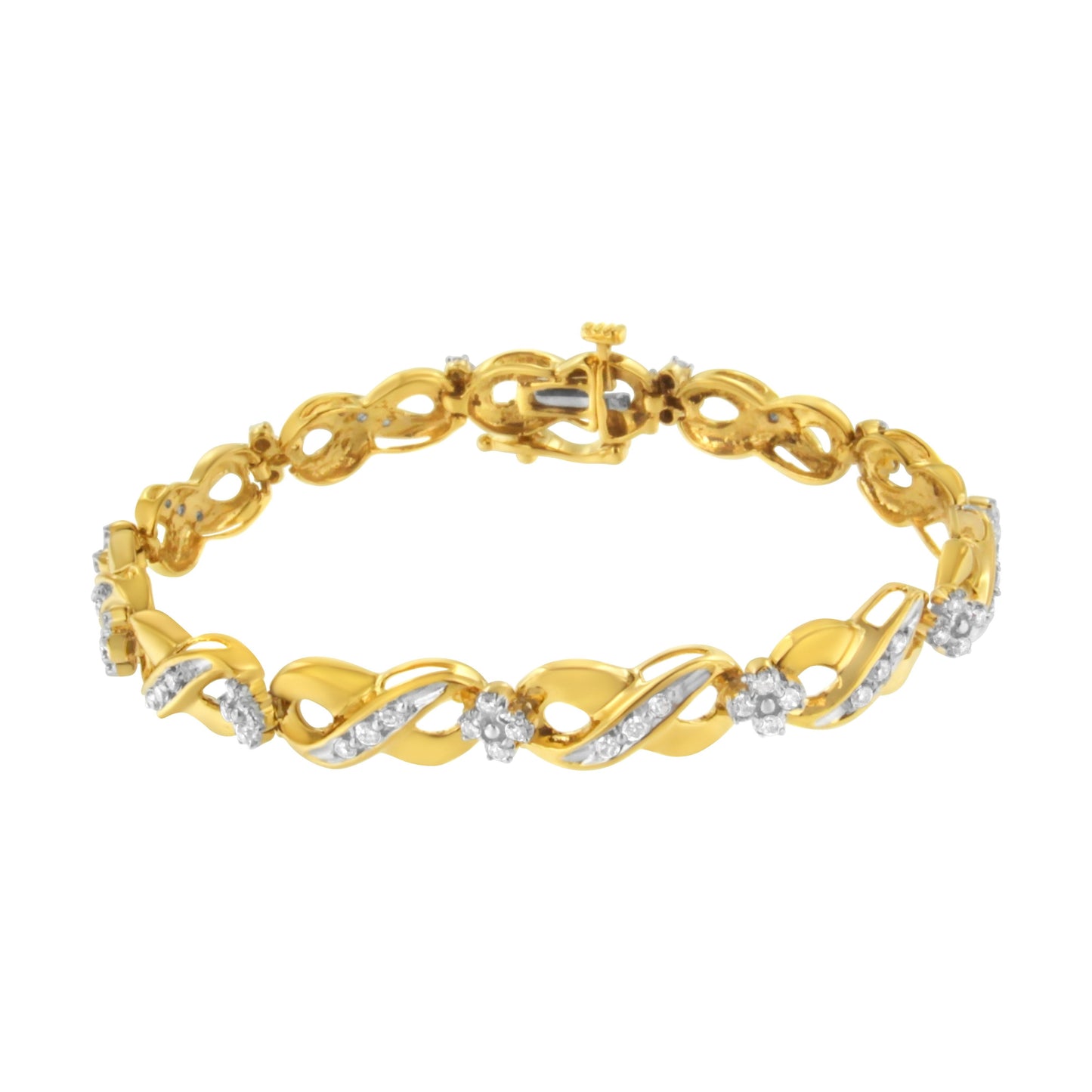 Pulsera de oro amarillo de 10K con diamantes redondos "Amor Infinito" (1,00 quilates en total, color I-J, claridad I2-I3)