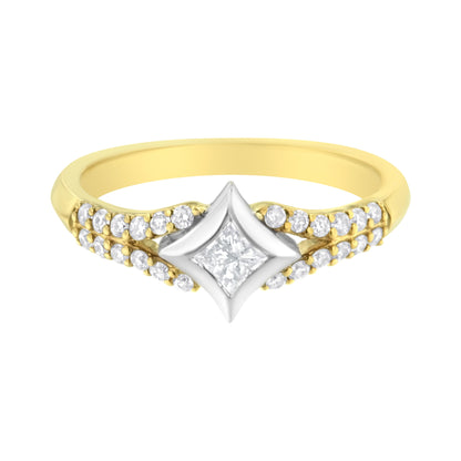 Anillo de cometa con diamante de 1/2 quilate (peso total) en oro de 10 quilates de dos tonos con vástago dividido (color H-I, claridad SI2-I1)