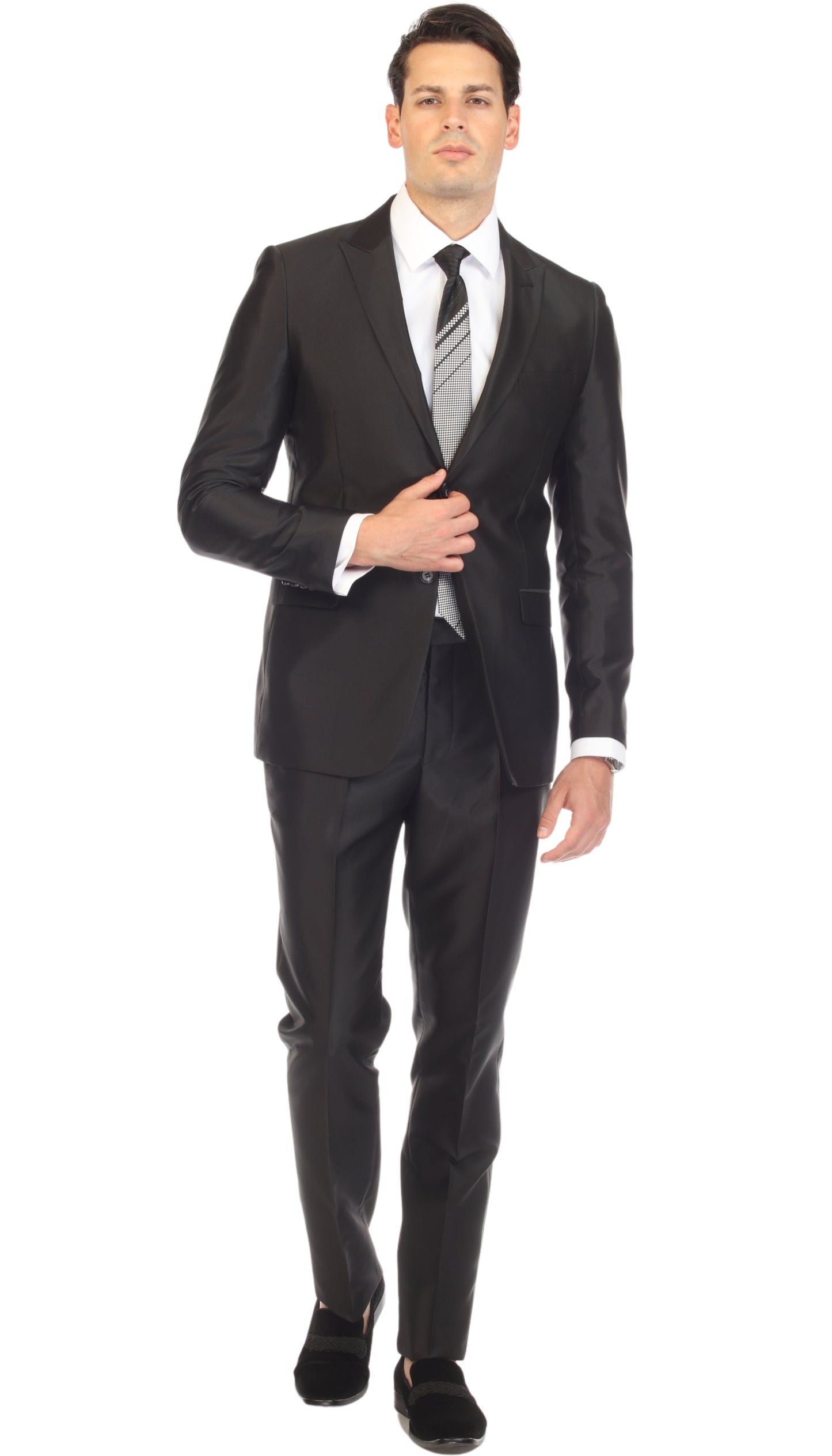 Oxford Black Sharkskin Slim Fit 2 Piece Suit