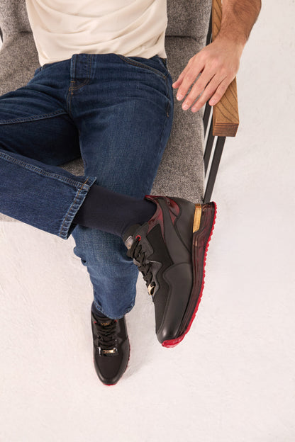 The Rialto Black & Red Patent Leather Men Sneaker