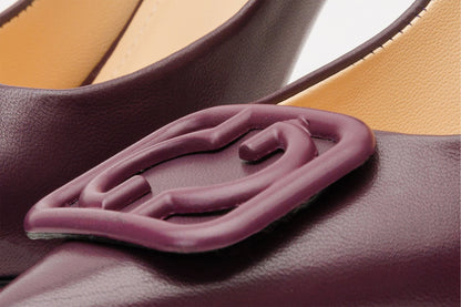 The Maneadero Dark Purple Leather Pump Fuchsia Sole Women Shoe