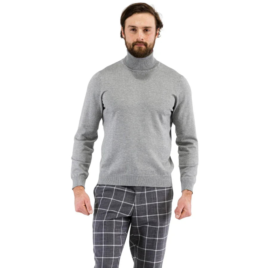 Mens Grey Pullover Turtleneck Sweater