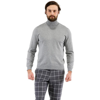 Mens Grey Pullover Turtleneck Sweater