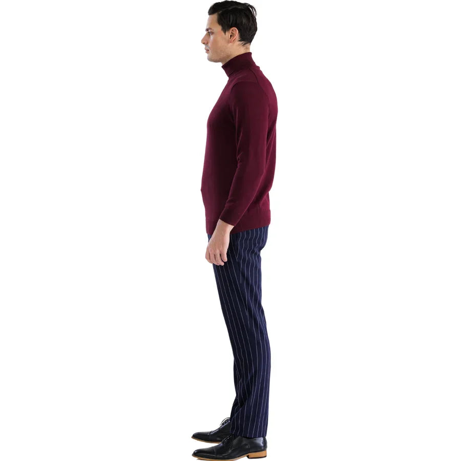 Mens Burgundy Pullover Turtleneck Sweater
