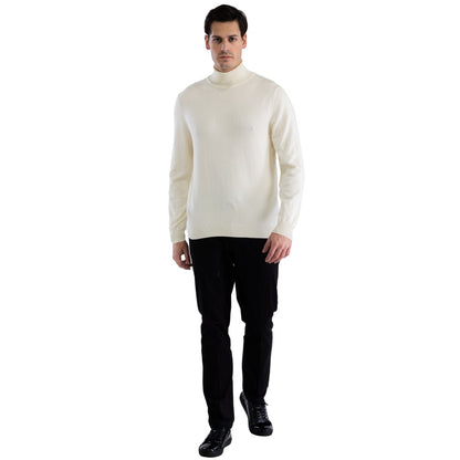 Mens Off-white Pullover Turtleneck Sweater