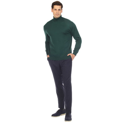 Mens Hunter Green Pullover Turtleneck Sweater
