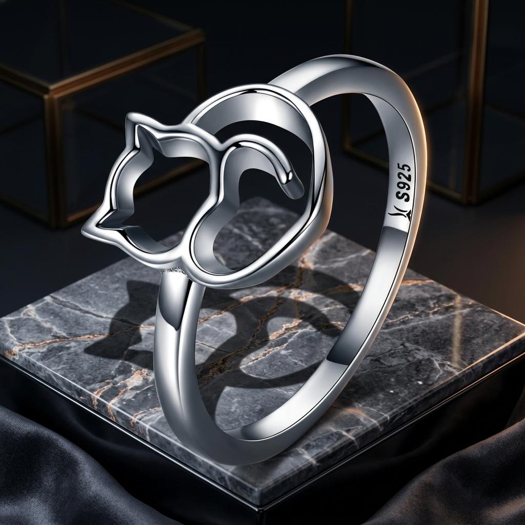 Anillo de Plata de Ley 925 Talla 5.0 con Baño de Platino para Mujer