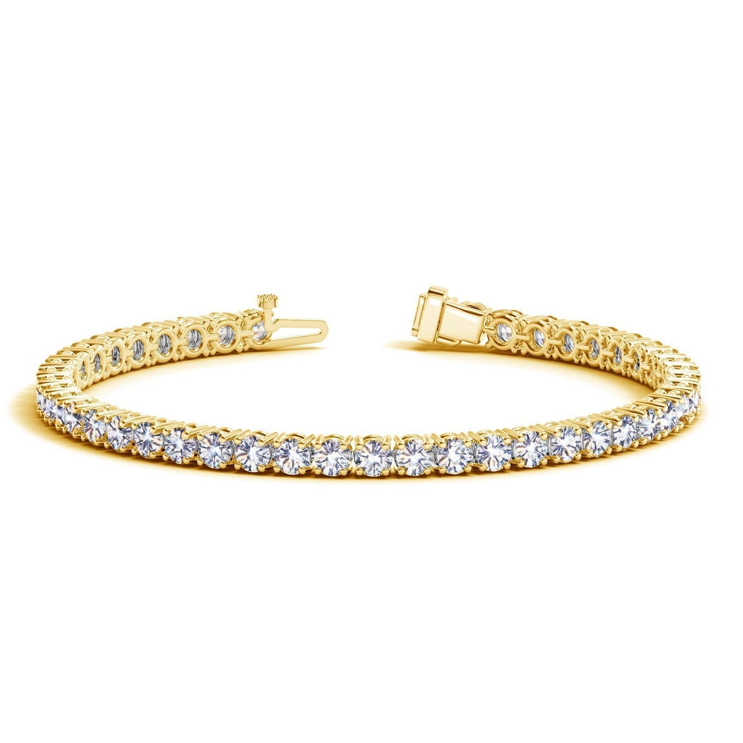 Pulsera de tenis de oro amarillo de 14 quilates con diamantes redondos cultivados en laboratorio (10 ct. de peso total F/G VS2/SI1)