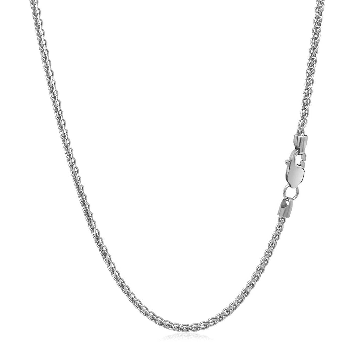 Cadena de espiga redonda de oro blanco de 14k de 1,5 mm