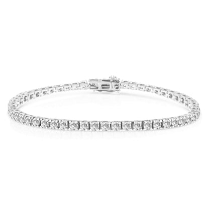 Pulsera clásica de tenis de oro blanco de 14 quilates con diamantes redondos cultivados en laboratorio de 5.00 quilates engastados en garras (color F-G, claridad VS2-SI1) - 7.25"