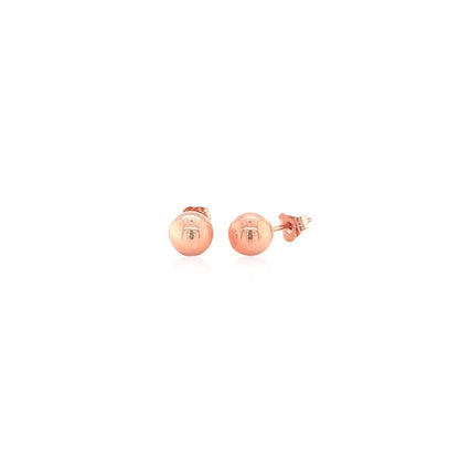 Pendientes de botón clásicos redondos de oro rosa de 14k (6.0 mm)