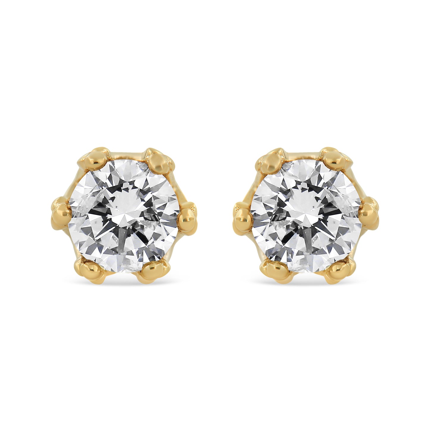 Pendientes de oro blanco de 14 quilates con diseño de corona y diamante redondo de 1/2 quilate (color I-J, claridad I1-I2)