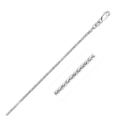 Cadena de espiga cuadrada de oro blanco de 14k y 1,8 mm